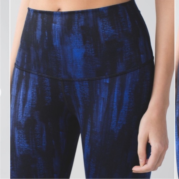 Lululemon Wunder Under High Waist Roll Down Nightsky Blue Black Size 4 - Picture 2 of 12